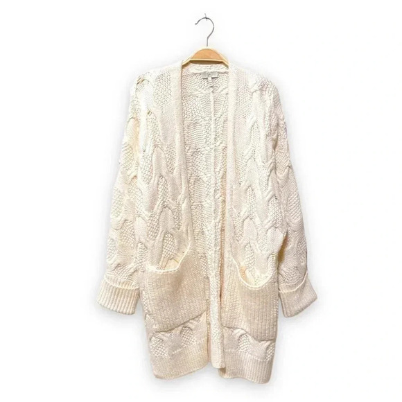 Joie Omeed Porcelaine Wool Alpaca Blend Chunky Cable Knit Oversized Cardigan XS - Picture 4 of 10